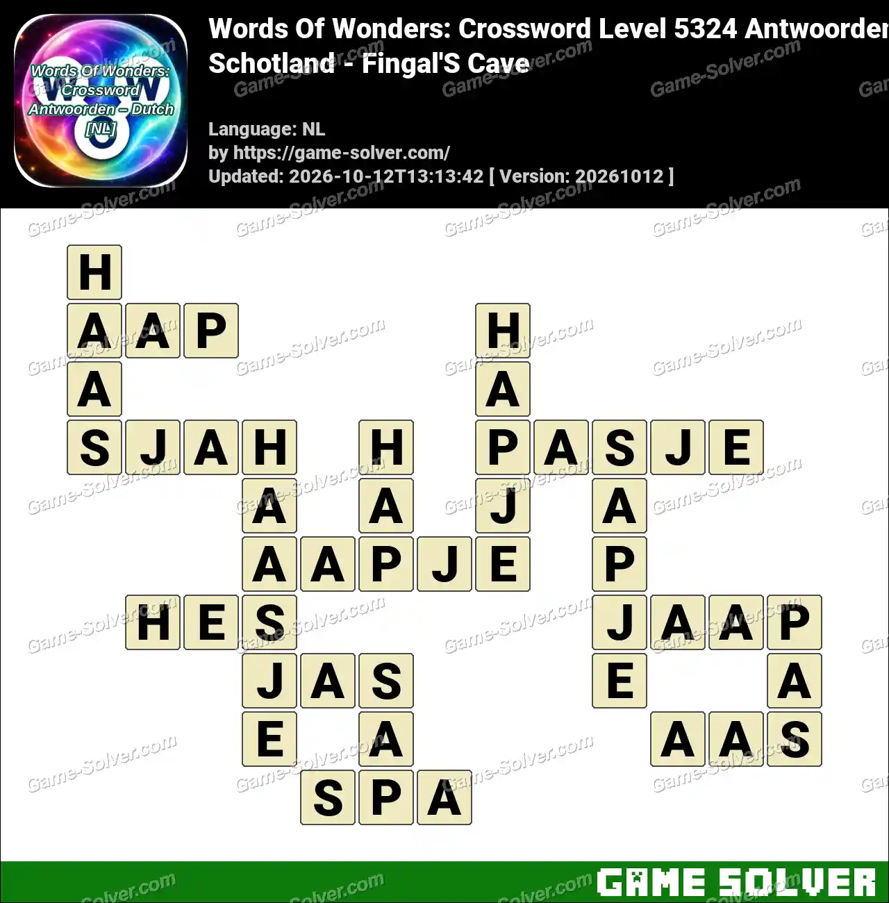Words Of Wonders: Crossword Level 5324 Antwoorden – Schotland – Fingal’S Cave